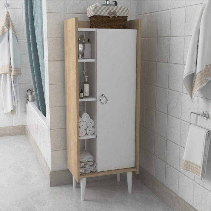 Dulap Pentru Baie LagomoodRuby Oak-Alb Dulap Pentru Baie LagomoodRuby Oak-Alb