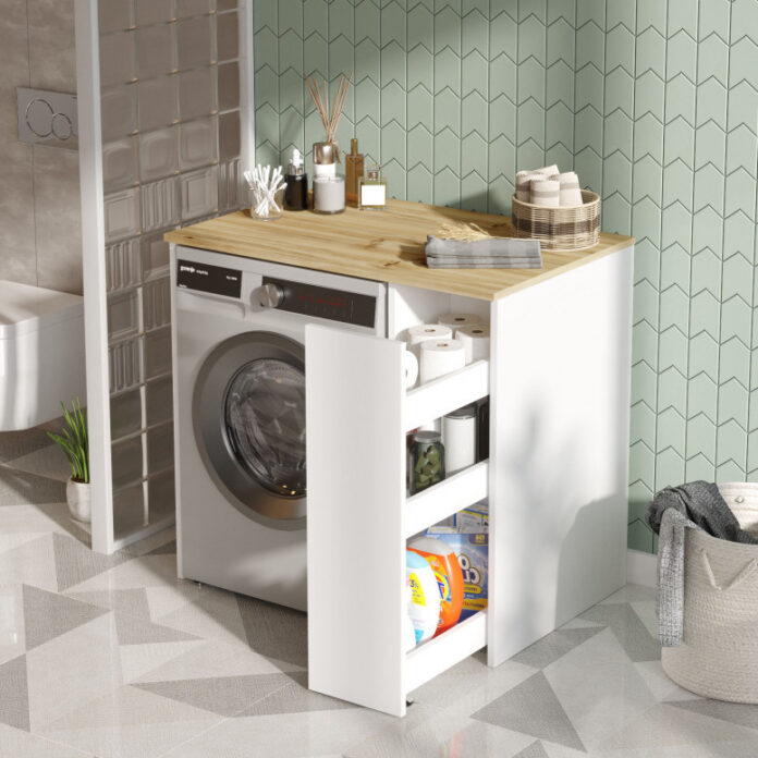 Dulap pentru Baie SA1-WK Walnut-Alb Dulap pentru Baie SA1-WK Walnut-Alb