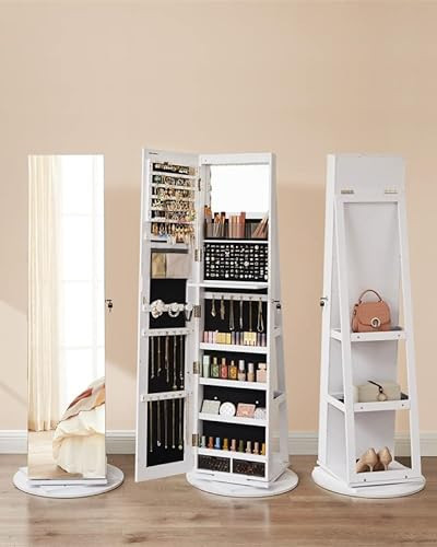 Dulap pentru bijuterii, Songmics, Alb, 55x55x162 cm Dulap pentru bijuterii, Songmics, Alb, 55x55x162 cm
