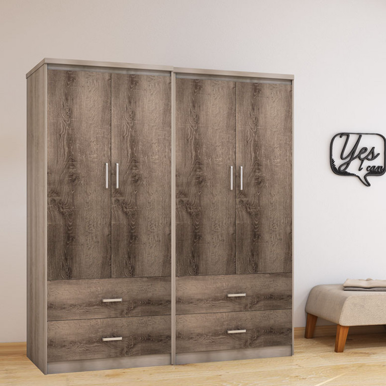 Dulapuri Olympus Cu 4 Uși Și 4 Sertare Culoare Castillo-Toro 162x57x183 cm Dulapuri Olympus Cu 4 Uși Și 4 Sertare Culoare Castillo-Toro 162x57x183 cm