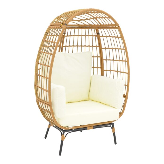 Fotoliu de Gradina Model Frox, Naural/Negru, 96x76x145 cm