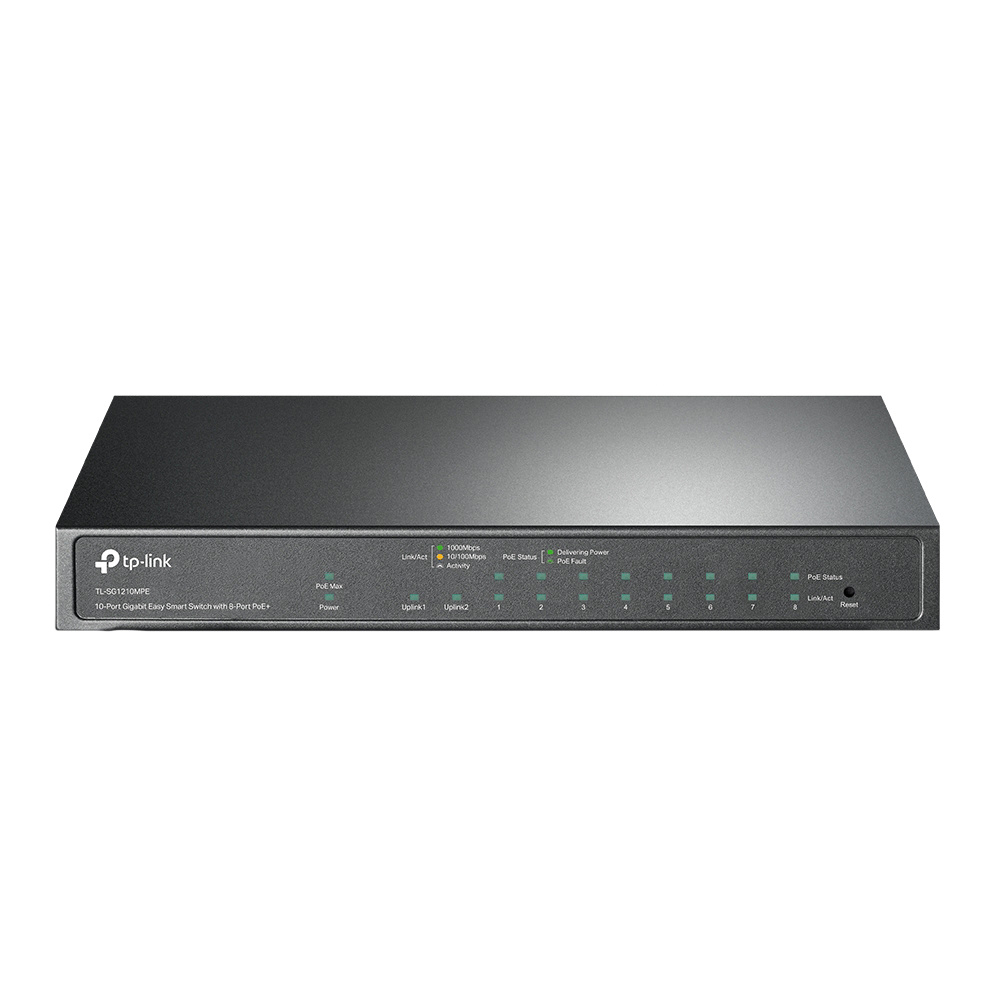 Switch cu 10 porturi Gigabit TP-Link TL-SG1210MPE, 8 porturi PoE, 1000 Mbps, 1 port SFP, cu management Switch cu 10 porturi Gigabit TP-Link TL-SG1210MPE, 8 porturi PoE, 1000 Mbps, 1 port SFP, cu management