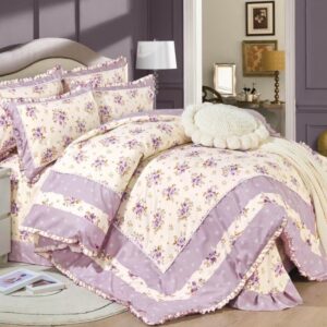 Lenjerie cu Broderie si Volanase Purple Bouquet, 4 Piese (Finet) Lenjerie cu Broderie si Volanase Purple Bouquet, 4 Piese (Finet)