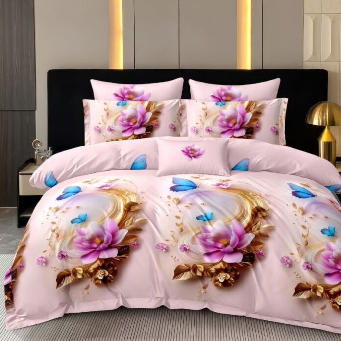 Lenjerie cu elastic 180x200cm, Lunaria, 4 Piese Lenjerie cu elastic 180x200cm, Lunaria, 4 Piese