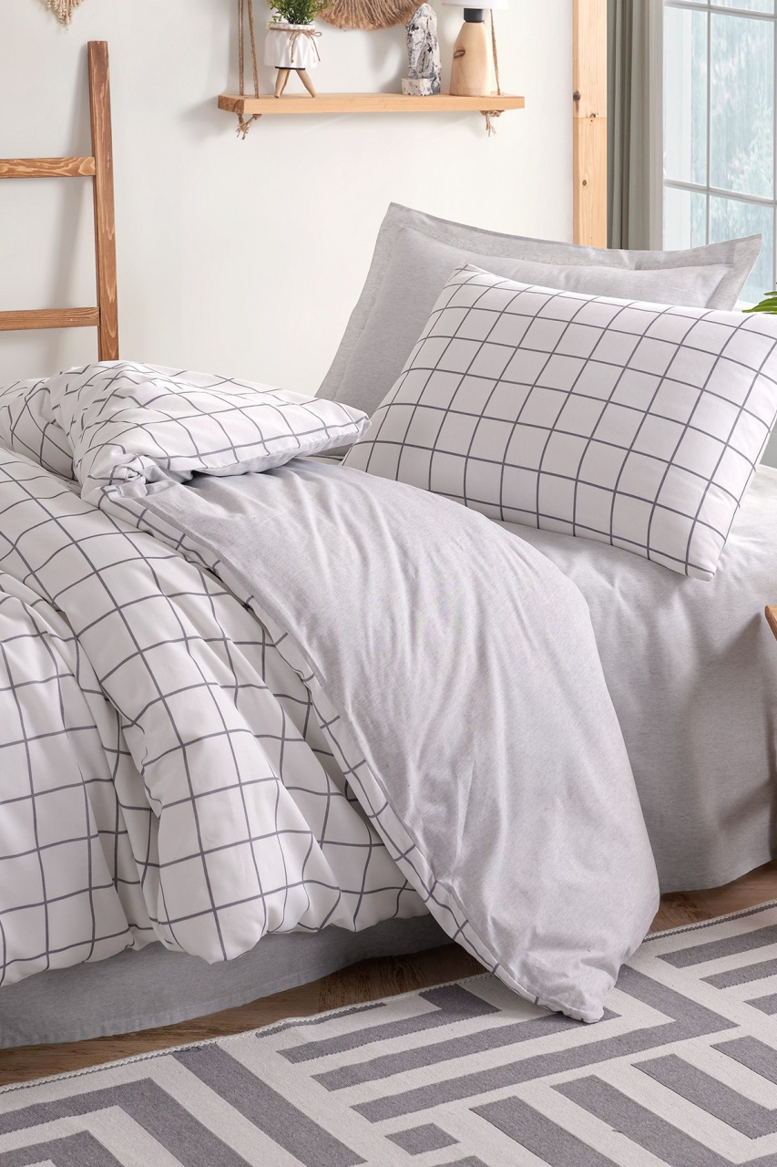 Lenjerie de pat 1 Persoana Model Artus Grey Lenjerie de pat 1 Persoana Model Artus Grey