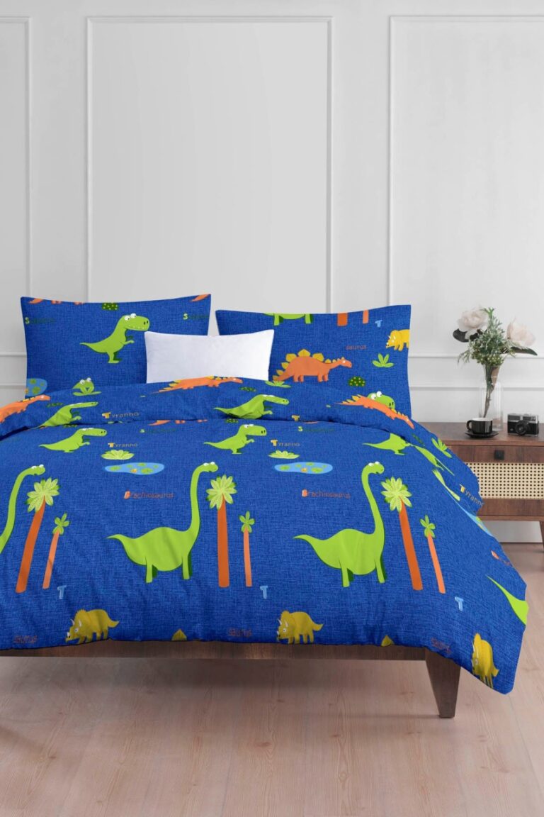 Lenjerie de pat 1 Persoana Model Dinolar Dark Blue