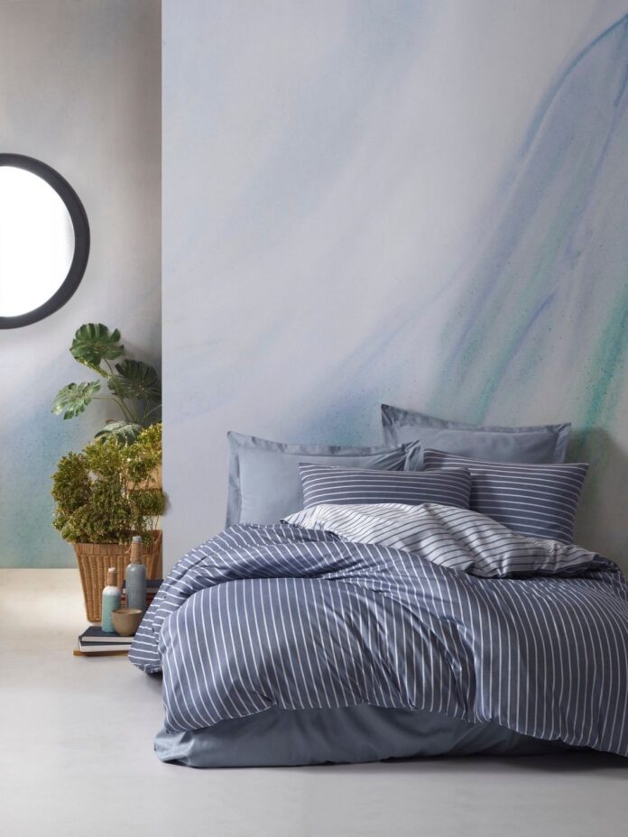 Lenjerie de pat dublu, Bambus Model Bamboo Blue Lenjerie de pat dublu, Bambus Model Bamboo Blue