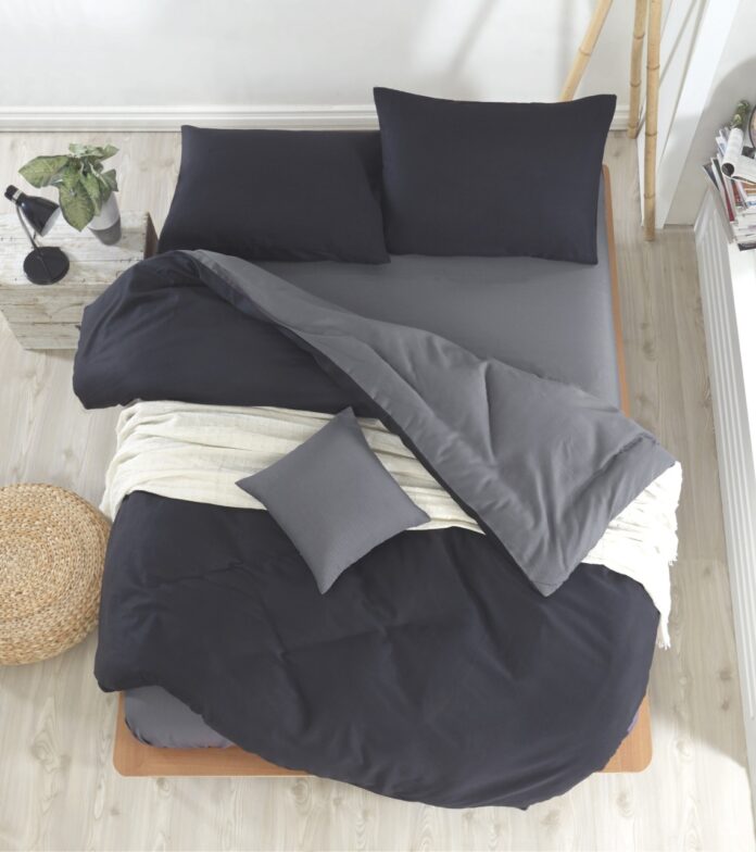 Lenjerie de pat dublu Model Mix Black, Fume Lenjerie de pat dublu Model Mix Black, Fume