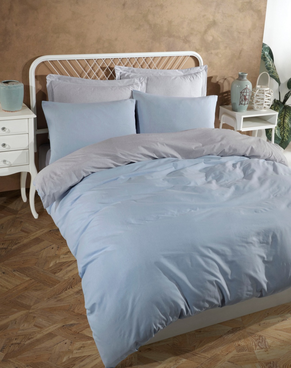 Lenjerie de pat dublu Model Solid Light Blue, Grey Lenjerie de pat dublu Model Solid Light Blue, Grey