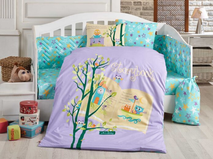 Lenjerie patut Bebe Poplin Model Dream Clock Lilac Lenjerie patut Bebe Poplin Model Dream Clock Lilac