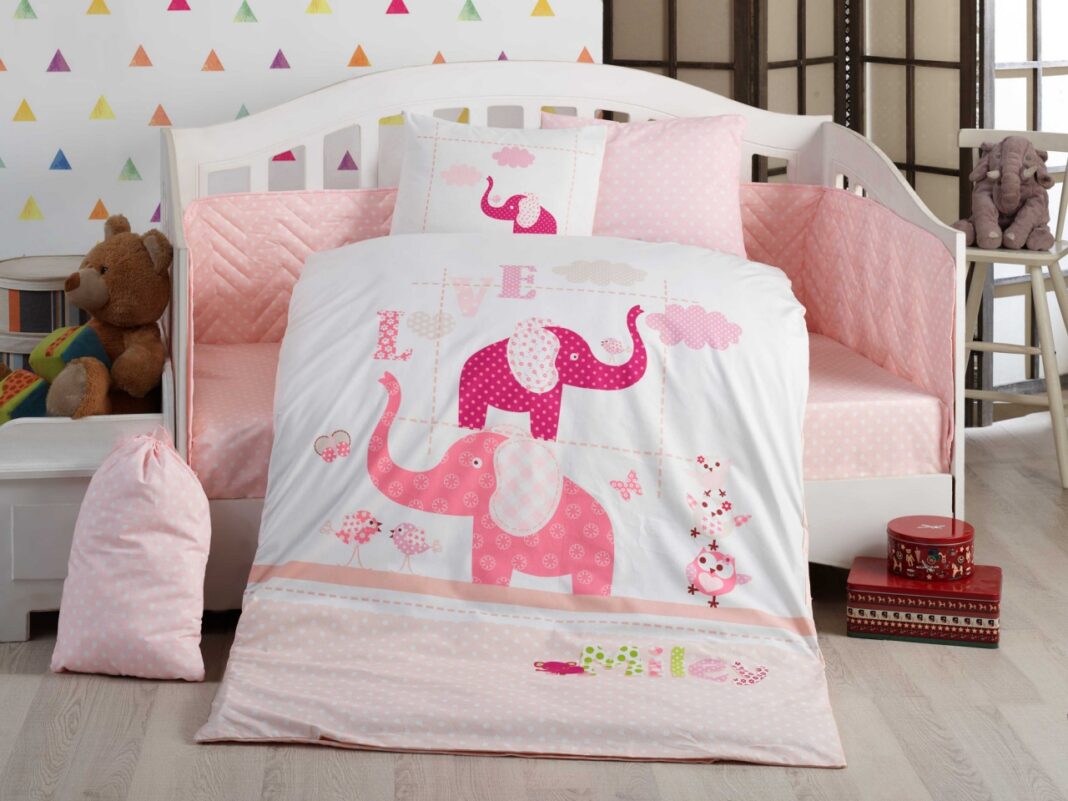 Lenjerie patut Bebe Poplin Model Preety Pink