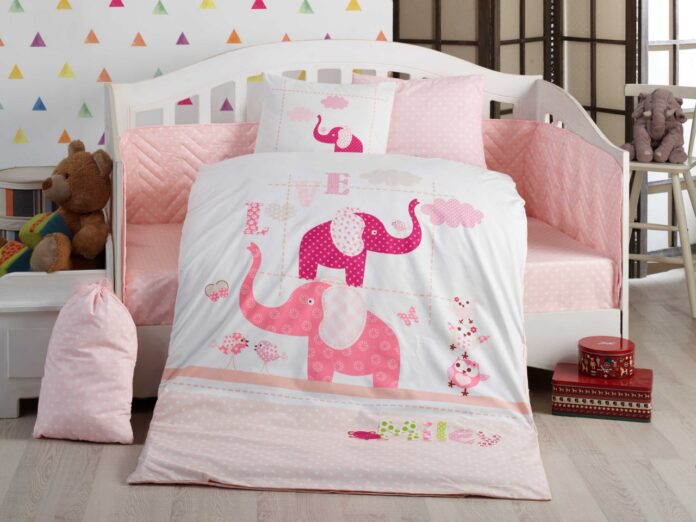 Lenjerie patut Bebe Poplin Model Preety Pink