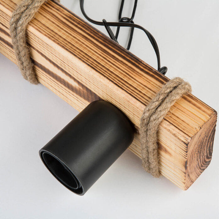 Lustra cu trei lumini PWL-1027, E27 natural-negru 48.5x10x47 cm Lustra cu trei lumini PWL-1027, E27 natural-negru 48.5x10x47 cm