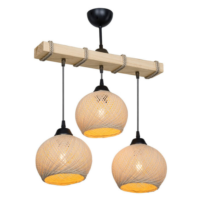 Lustra cu trei lumini PWL-1120, E27 crem-natural, 50x20x63 cm Lustra cu trei lumini PWL-1120, E27 crem-natural, 50x20x63 cm