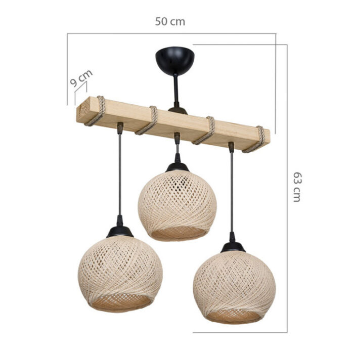 Lustra cu trei lumini PWL-1120, E27 crem-natural, 50x20x63 cm Lustra cu trei lumini PWL-1120, E27 crem-natural, 50x20x63 cm