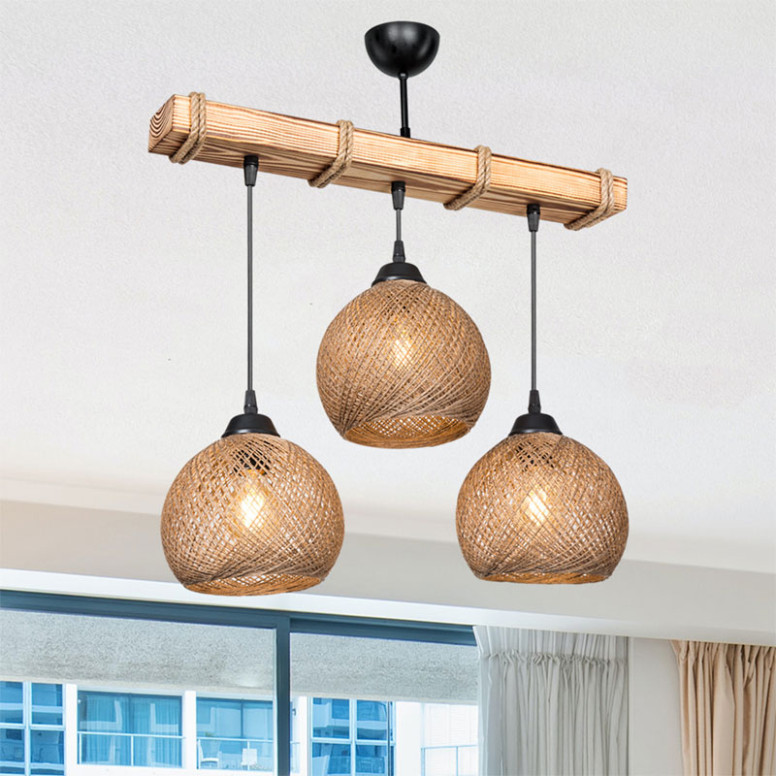 Lustra cu trei lumini PWL-1120, E27 nuc-bej 50x18x63 cm Lustra cu trei lumini PWL-1120, E27 nuc-bej 50x18x63 cm