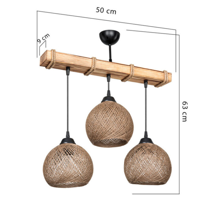 Lustra cu trei lumini PWL-1120, E27 nuc-bej 50x18x63 cm Lustra cu trei lumini PWL-1120, E27 nuc-bej 50x18x63 cm