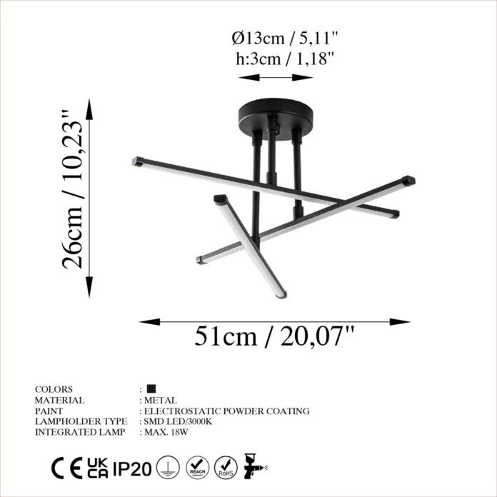 Lustra Ledflower Negru 51x51x26 cm Lustra Ledflower Negru 51x51x26 cm