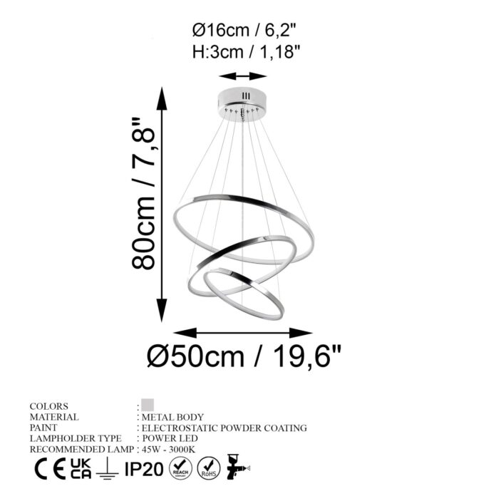 Lustra Simit Argintiu 50x80x50 cm Lustra Simit Argintiu 50x80x50 cm