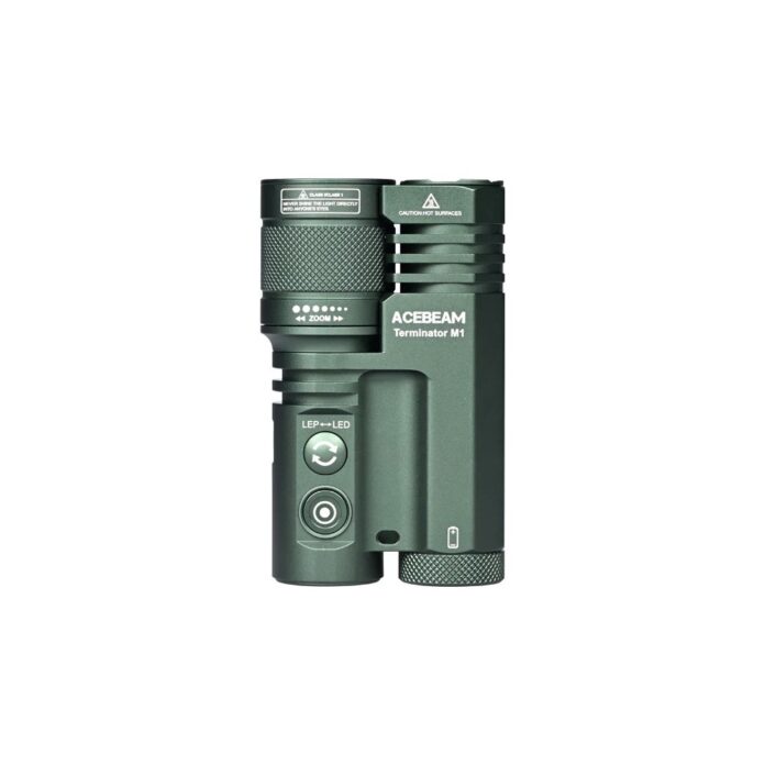 Lanterna profesionala cu cap dublu LEP/LED Acebeam Terminator M1 Green, 3500 lumeni, 1600 m Lanterna profesionala cu cap dublu LEP/LED Acebeam Terminator M1 Green, 3500 lumeni, 1600 m