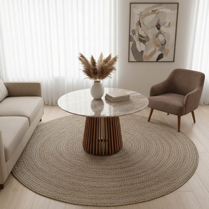 Masă Mable, natural/marmorat, 120x120x76 cm Masă Mable, natural/marmorat, 120x120x76 cm