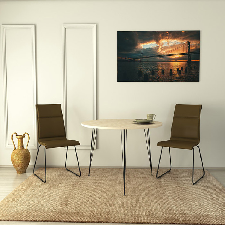 Masa Model Damir, 90x90x75 cm, Stejar/Negru Masa Model Damir, 90x90x75 cm, Stejar/Negru