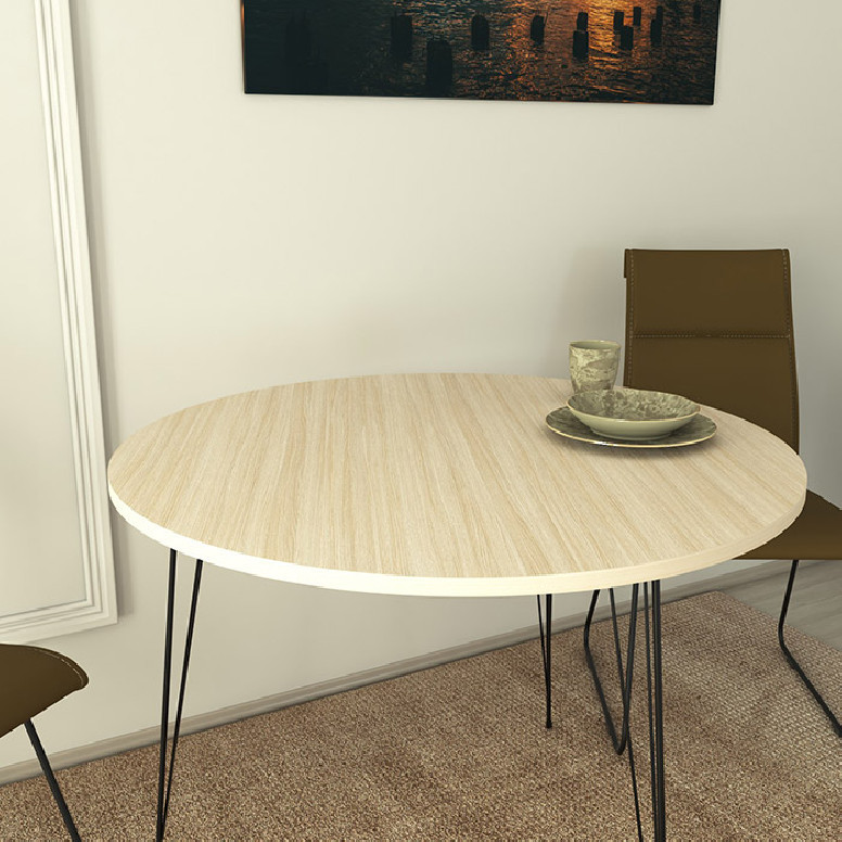 Masa Model Damir, 90x90x75 cm, Stejar/Negru Masa Model Damir, 90x90x75 cm, Stejar/Negru