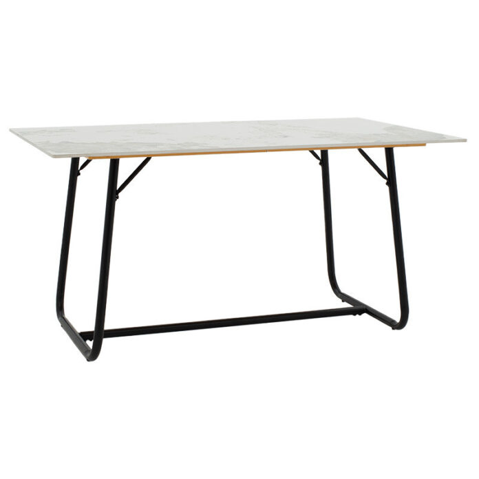 Masa Model Edith, 150x90x75 cm, Alb marmorat/Negru Masa Model Edith, 150x90x75 cm, Alb marmorat/Negru