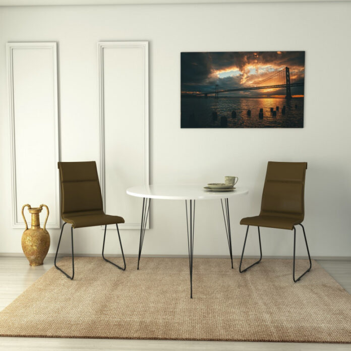 Masa Model Gordon, 90x90x75 cm, Alb lucios Masa Model Gordon, 90x90x75 cm, Alb lucios