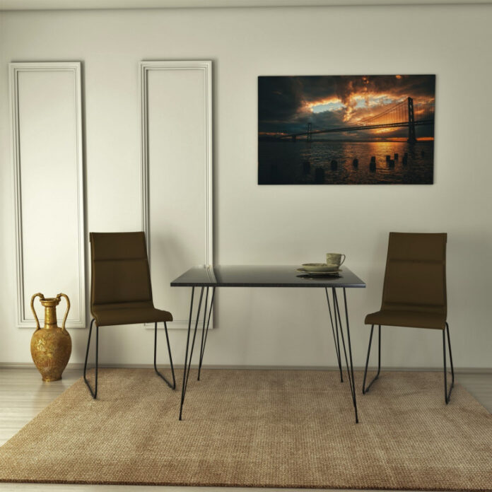 Masa Model Gordon, 90x90x75 cm, Negru/Negru marmorat Masa Model Gordon, 90x90x75 cm, Negru/Negru marmorat