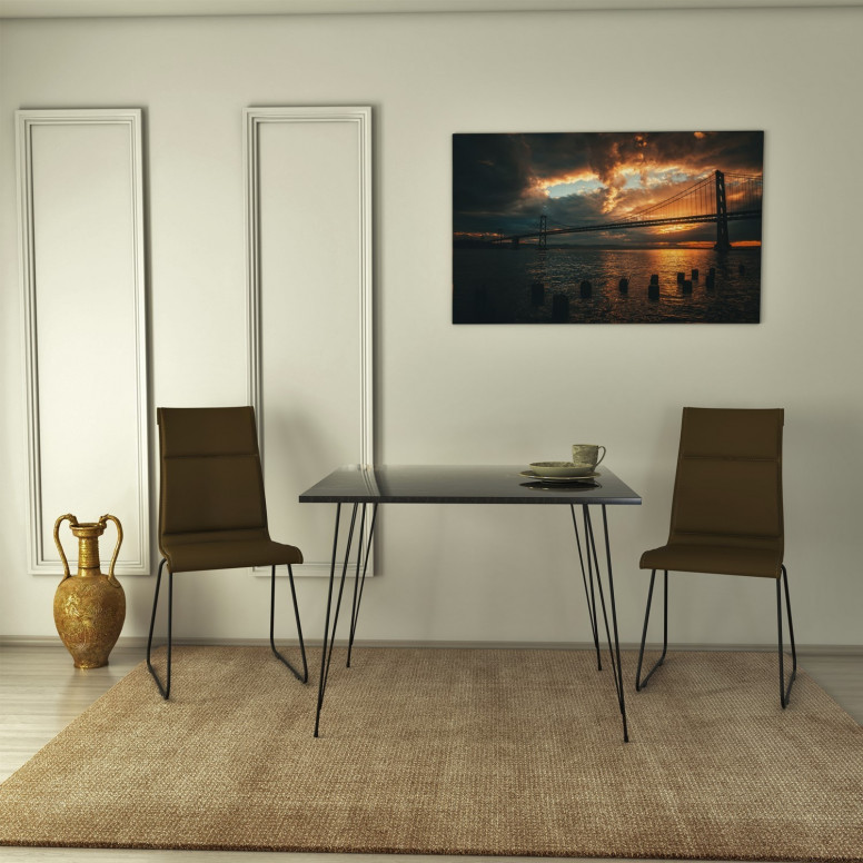 Masa Model Gordon, 90x90x75 cm, Negru/Negru marmorat Masa Model Gordon, 90x90x75 cm, Negru/Negru marmorat