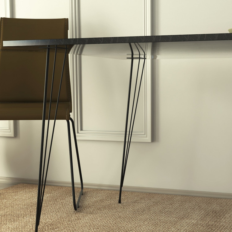 Masa Model Gordon, 90x90x75 cm, Negru/Negru marmorat Masa Model Gordon, 90x90x75 cm, Negru/Negru marmorat