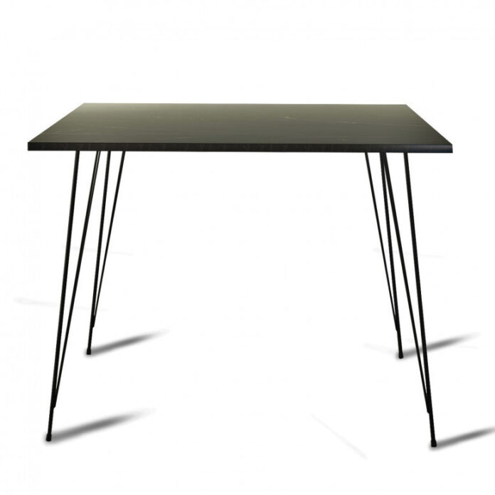 Masa Model Gordon, 90x90x75 cm, Negru/Negru marmorat Masa Model Gordon, 90x90x75 cm, Negru/Negru marmorat
