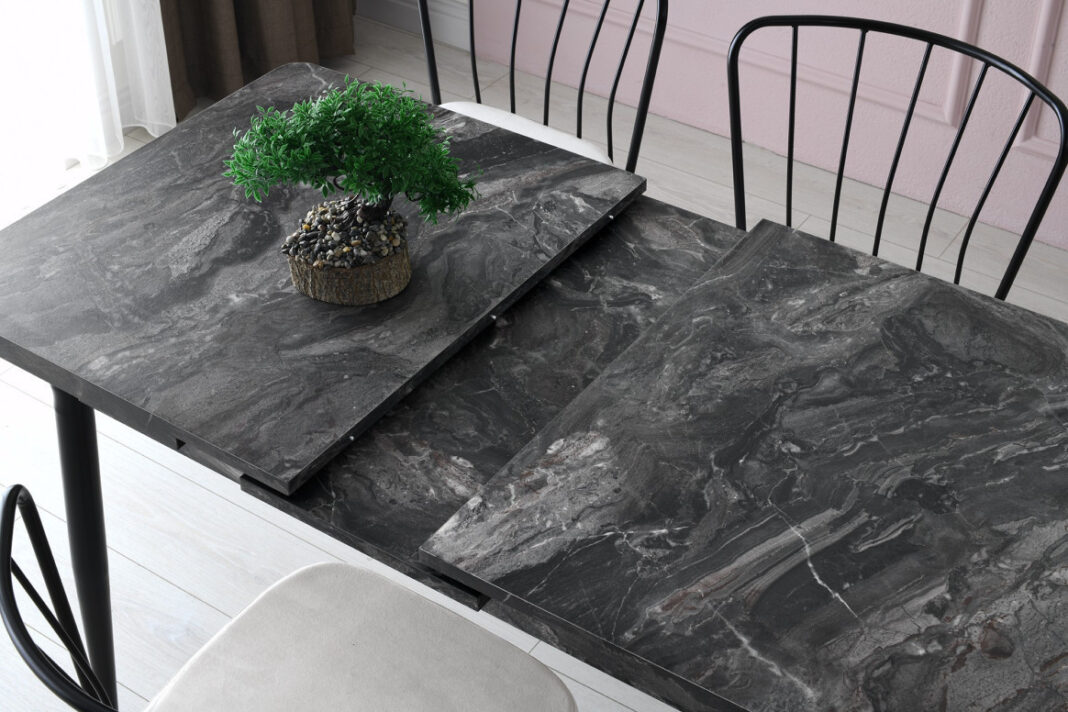 Masa Model Nellie, 120x70x75 cm, Negru Marmorat/Negru