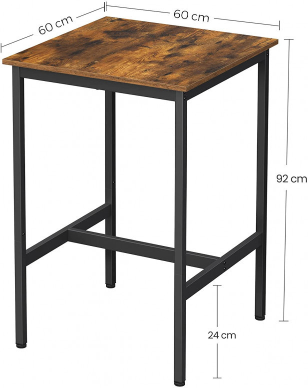 Masa Model Rosemary, 60x60x90 cm, Maro Rustic/Negru Masa Model Rosemary, 60x60x90 cm, Maro Rustic/Negru