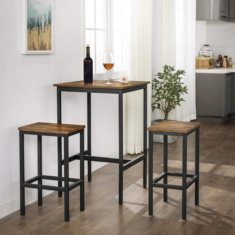 Masa Model Rosemary, 60x60x90 cm, Maro Rustic/Negru Masa Model Rosemary, 60x60x90 cm, Maro Rustic/Negru