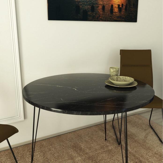 Masa Model Trinity, 90x90x75 cm, Negru/Alb