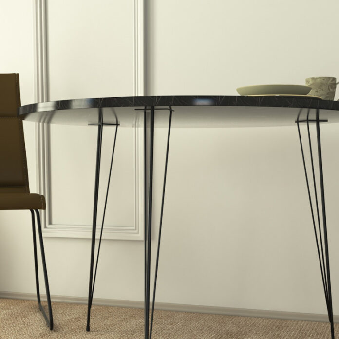 Masa Model Trinity, 90x90x75 cm, Negru/Alb