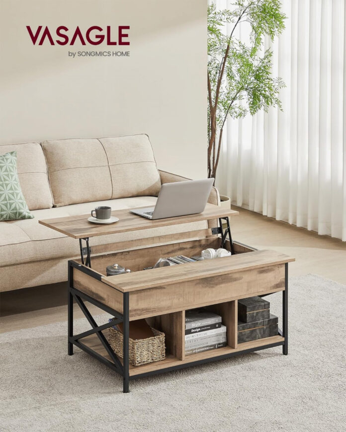 Masuta de Cafea Model Alanna, 100x60x(48—62) cm, Maro/Negru Masuta de Cafea Model Alanna, 100x60x(48—62) cm, Maro/Negru