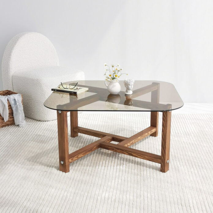 Masuta de Cafea Model Amayah, 80x80x40 cm, Stejar, Lemn masiv, Blat Sticla securizata Masuta de Cafea Model Amayah, 80x80x40 cm, Stejar, Lemn masiv, Blat Sticla securizata