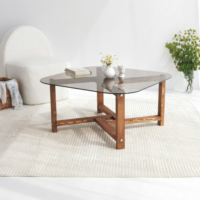Masuta de Cafea Model Amayah, 80x80x40 cm, Stejar, Lemn masiv, Blat Sticla securizata Masuta de Cafea Model Amayah, 80x80x40 cm, Stejar, Lemn masiv, Blat Sticla securizata