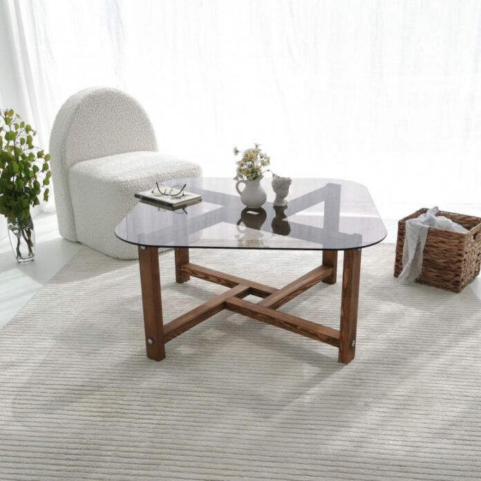 Masuta de Cafea Model Amayah, 80x80x40 cm, Stejar, Lemn masiv, Blat Sticla securizata Masuta de Cafea Model Amayah, 80x80x40 cm, Stejar, Lemn masiv, Blat Sticla securizata