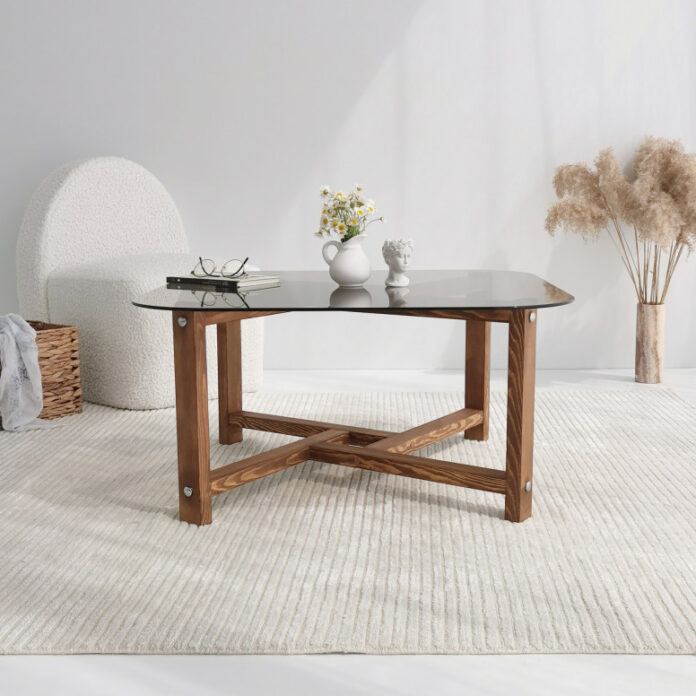 Masuta de Cafea Model Amayah, 80x80x40 cm, Stejar, Lemn masiv, Blat Sticla securizata Masuta de Cafea Model Amayah, 80x80x40 cm, Stejar, Lemn masiv, Blat Sticla securizata