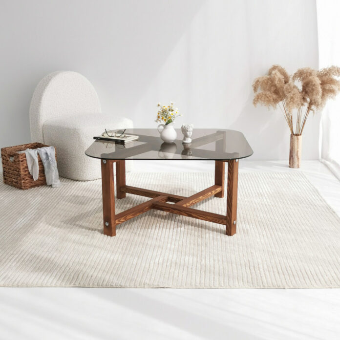 Masuta de Cafea Model Amayah, 80x80x40 cm, Stejar, Lemn masiv, Blat Sticla securizata Masuta de Cafea Model Amayah, 80x80x40 cm, Stejar, Lemn masiv, Blat Sticla securizata
