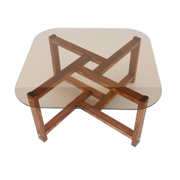 Masuta de Cafea Model Amayah, 80x80x40 cm, Stejar, Lemn masiv, Blat Sticla securizata Masuta de Cafea Model Amayah, 80x80x40 cm, Stejar, Lemn masiv, Blat Sticla securizata