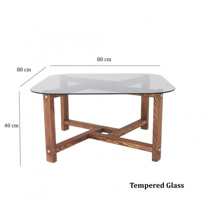 Masuta de Cafea Model Amayah, 80x80x40 cm, Stejar, Lemn masiv, Blat Sticla securizata Masuta de Cafea Model Amayah, 80x80x40 cm, Stejar, Lemn masiv, Blat Sticla securizata