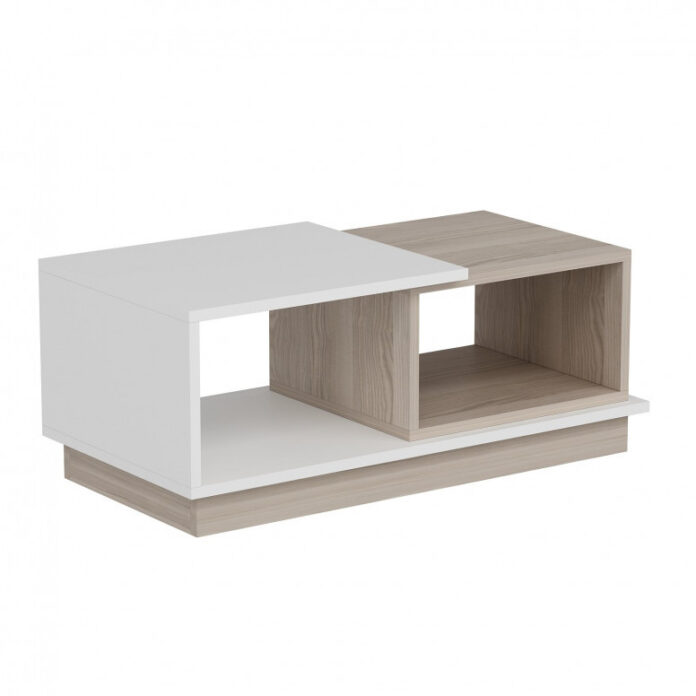 Masuta de Cafea Model Barnes, 90x45x36 cm, Alb/Stejar