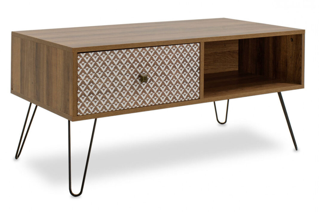 Masuta de Cafea Model Becker, 100x50x46 cm, Nuc/Negru Masuta de Cafea Model Becker, 100x50x46 cm, Nuc/Negru