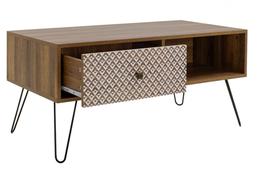 Masuta de Cafea Model Becker, 100x50x46 cm, Nuc/Negru Masuta de Cafea Model Becker, 100x50x46 cm, Nuc/Negru