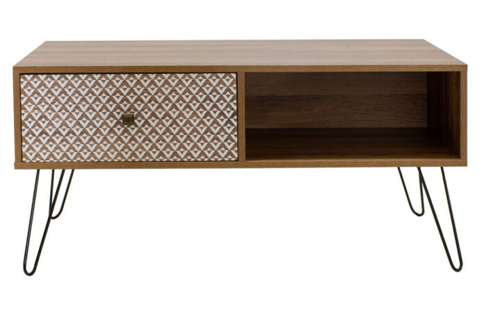 Masuta de Cafea Model Becker, 100x50x46 cm, Nuc/Negru Masuta de Cafea Model Becker, 100x50x46 cm, Nuc/Negru